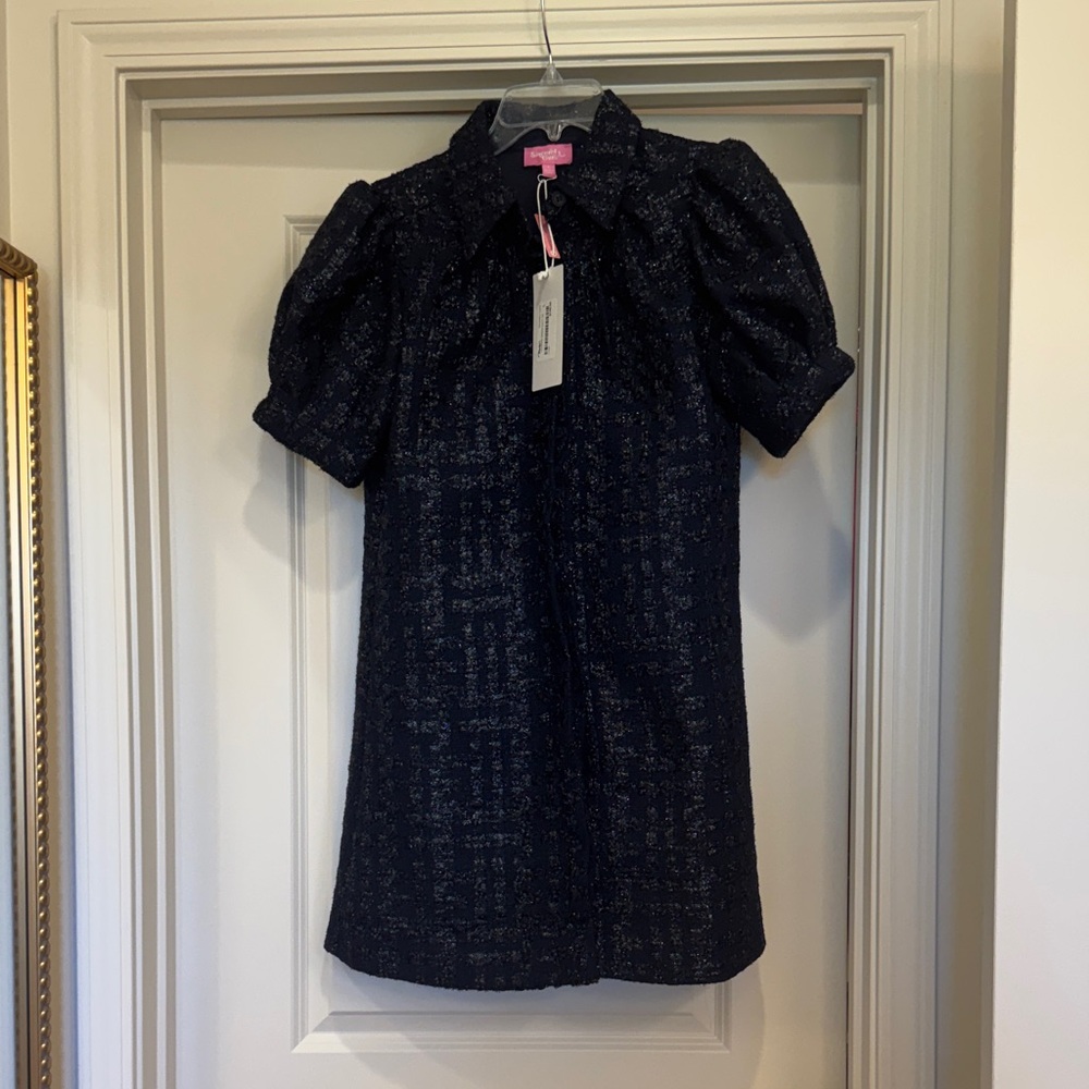 Navy Puff Sleeve Dress